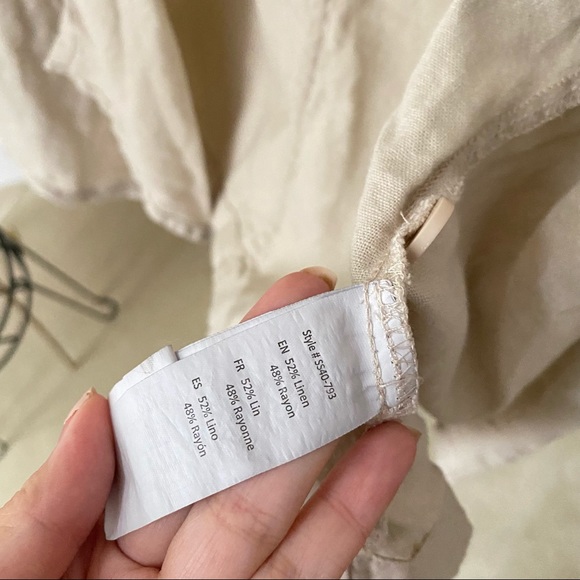 ASOS Beige Linen Open Waterfall Blazer Thin Jacket - Picture 6 of 9